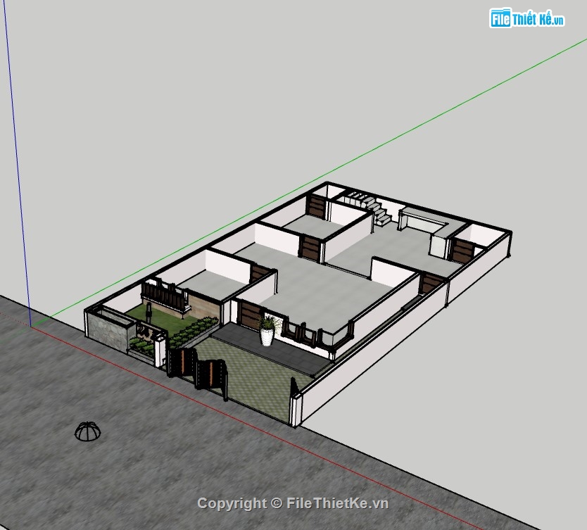 nhà phố sketchup,sketchup nhà 1 tầng,su nhà phố 1 tầng,sketchup nhà phố 1 tầng,nhà 1 tầng gác lửng