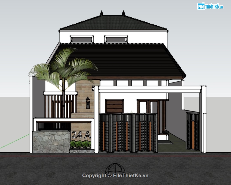 nhà phố sketchup,sketchup nhà 1 tầng,su nhà phố 1 tầng,sketchup nhà phố 1 tầng,nhà 1 tầng gác lửng