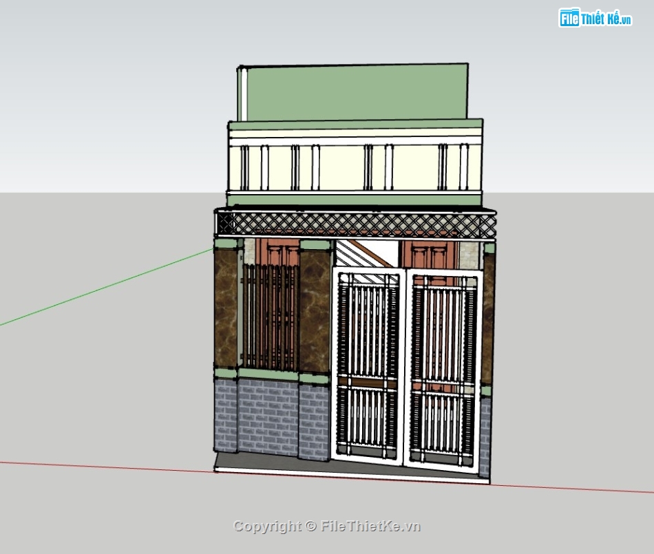 su nhà phố,sketchup nhà phố,nhà phố 1 tầng,su nhà phố 1 tầng