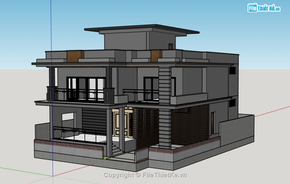 nhà phố 2 tầng 1 tum,file 3d nhà phố 2 tầng 1 tum,3d nhà phố 2 tầng 1 tum,model nhà phố 2 tầng 1 tum,sketchup nhà phố 2 tầng 1 tum