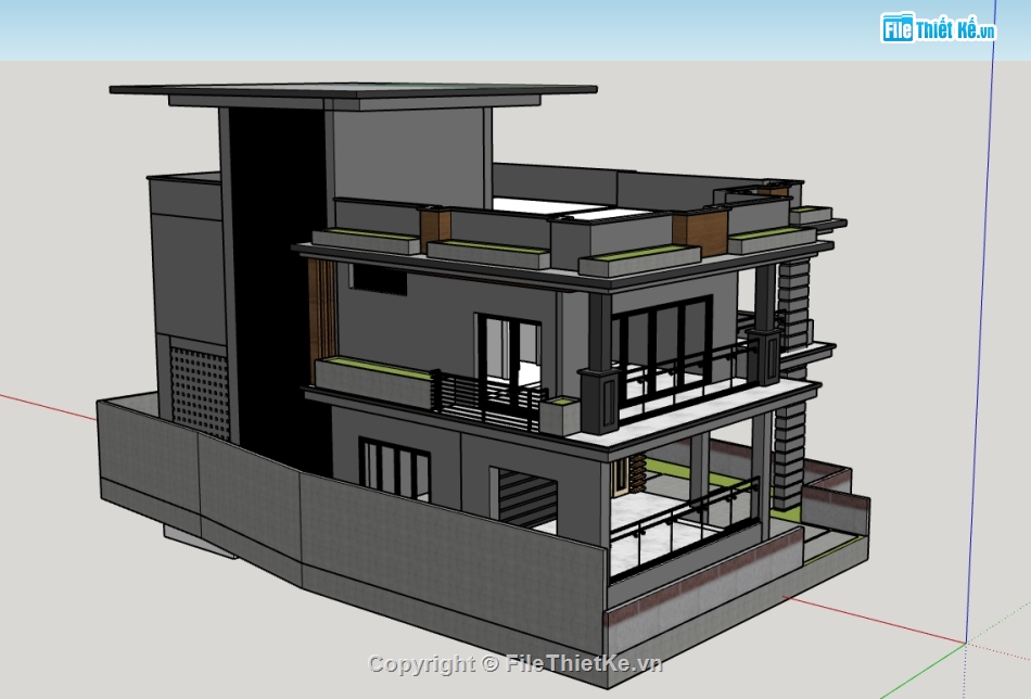 nhà phố 2 tầng 1 tum,file 3d nhà phố 2 tầng 1 tum,3d nhà phố 2 tầng 1 tum,model nhà phố 2 tầng 1 tum,sketchup nhà phố 2 tầng 1 tum