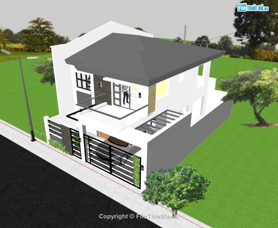 su nhà phố,sketchup nhà phố,su nhà phố 2 tầng,sketchup nhà phố 2 tầng