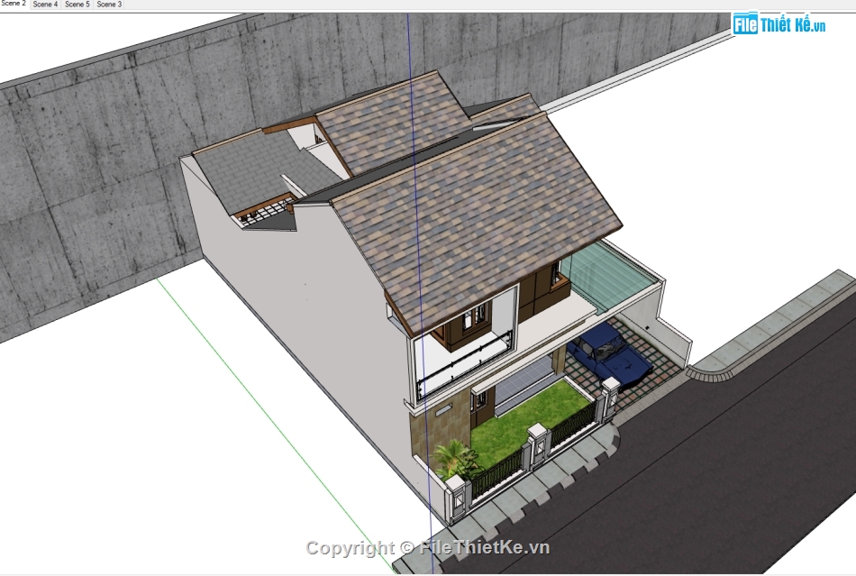 Sketchup nhà phố,File sketchup nhà phố,Model Sketchup nhà phố,file sketchup nhà phố 2 tầng