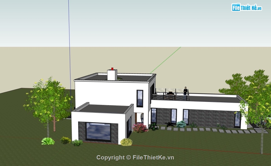 nhà phố sketchup,phối cảnh nhà phố 2 tầng,thiết kế nhà phố hiện đại,mẫu nhà phố đẹp