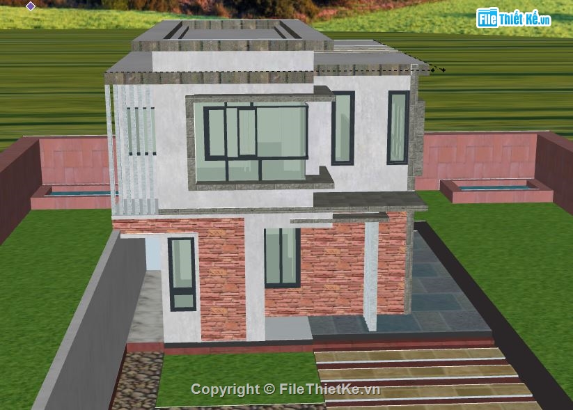 Nhà phố 2 tầng,model su nhà phố 2 tầng,file su nhà phố 2 tầng,sketchup nhà phố 2 tầng