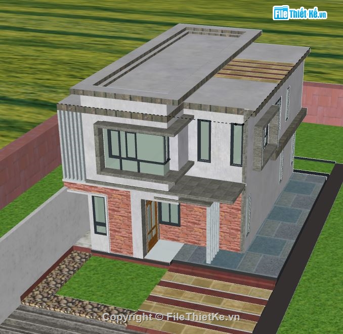 Nhà phố 2 tầng,model su nhà phố 2 tầng,file su nhà phố 2 tầng,sketchup nhà phố 2 tầng