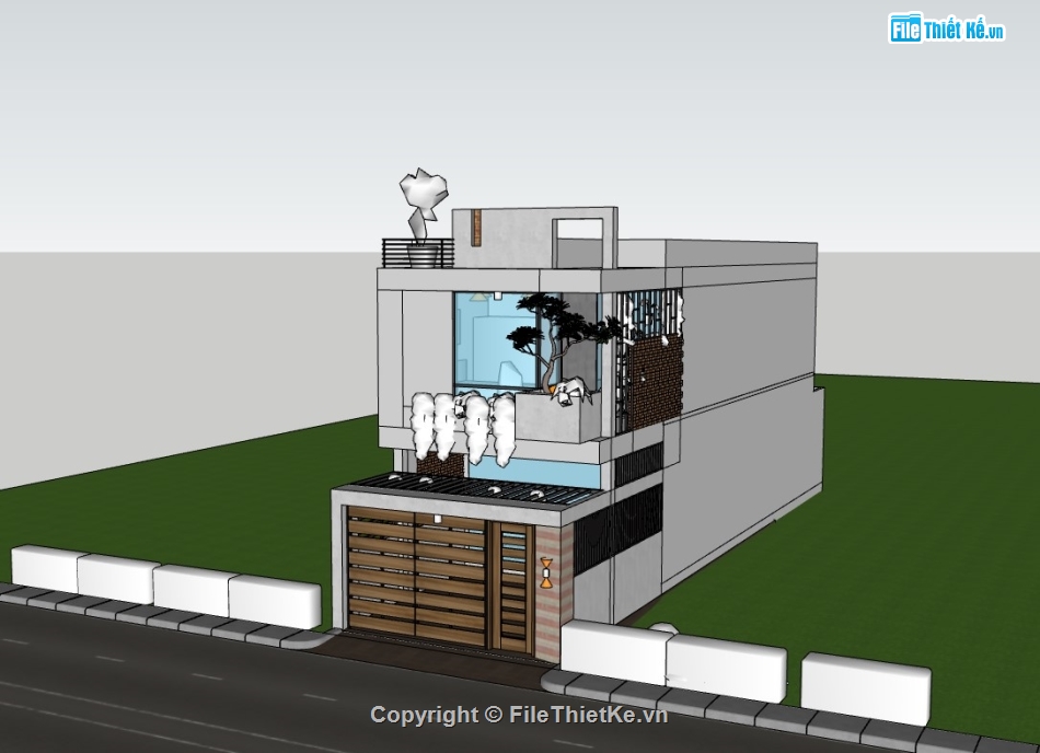 su nhà phố,sketchup nhà phố,nhà phố 2 tầng