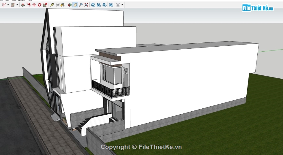 nhà phố 2 tầng,sketchup nhà phố 2 tầng,thiết kế nhà phố 2 tầng,mẫu sketchup nhà phố 2 tầng