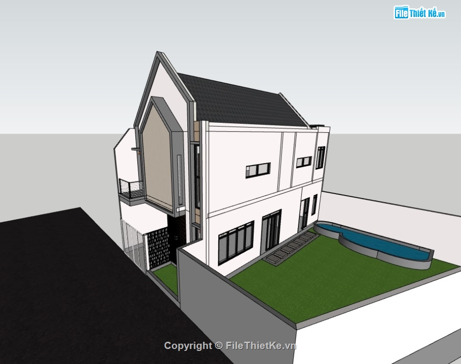su nhà phố,sketchup nhà phố,su nhà phố 2 tầng