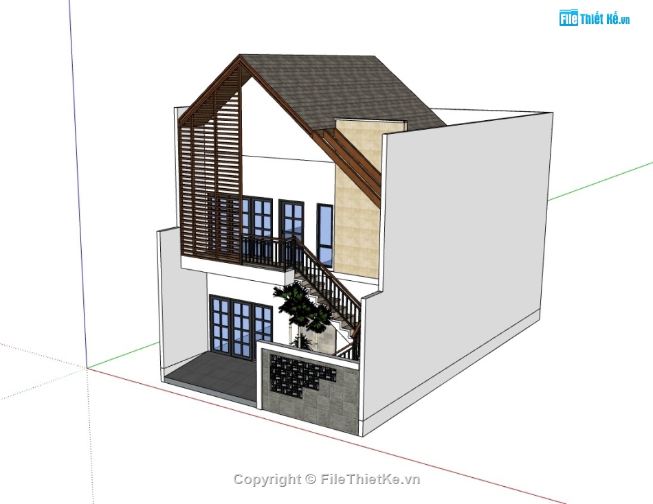 su nhà phố,sketchup nhà phố,su nhà phố 2 tầng,sketchup nhà phố 2 tầng