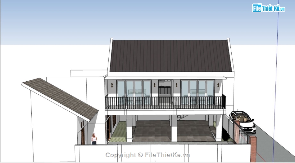 nhà phố sketchup,Model sketchup nhà phố,sketchup nhà phố 2 tầng