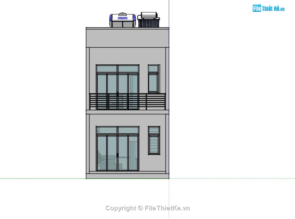 nhà 2 tầng đơn giản,sketchup nhà phố 2 tầng,mẫu su nhà phố hiện đại,thiết kế nhà phố 2 tầng