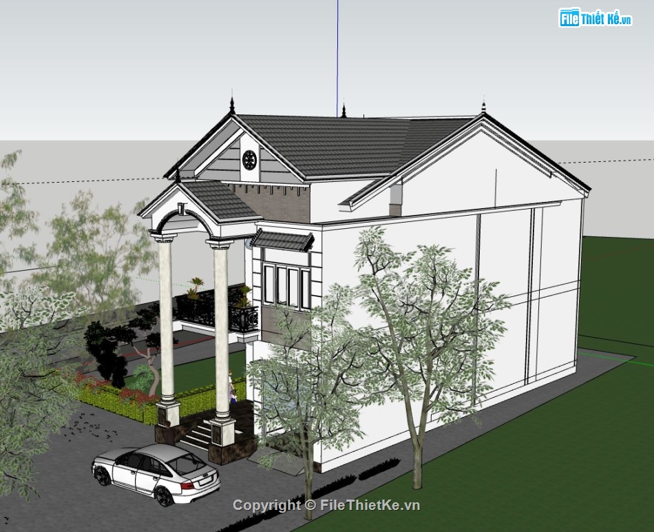 nhà 2 tầng hiện đại,file su nhà phố 2 tầng,nhà phố 2 tầng sketchup,thiết kế nhà phố