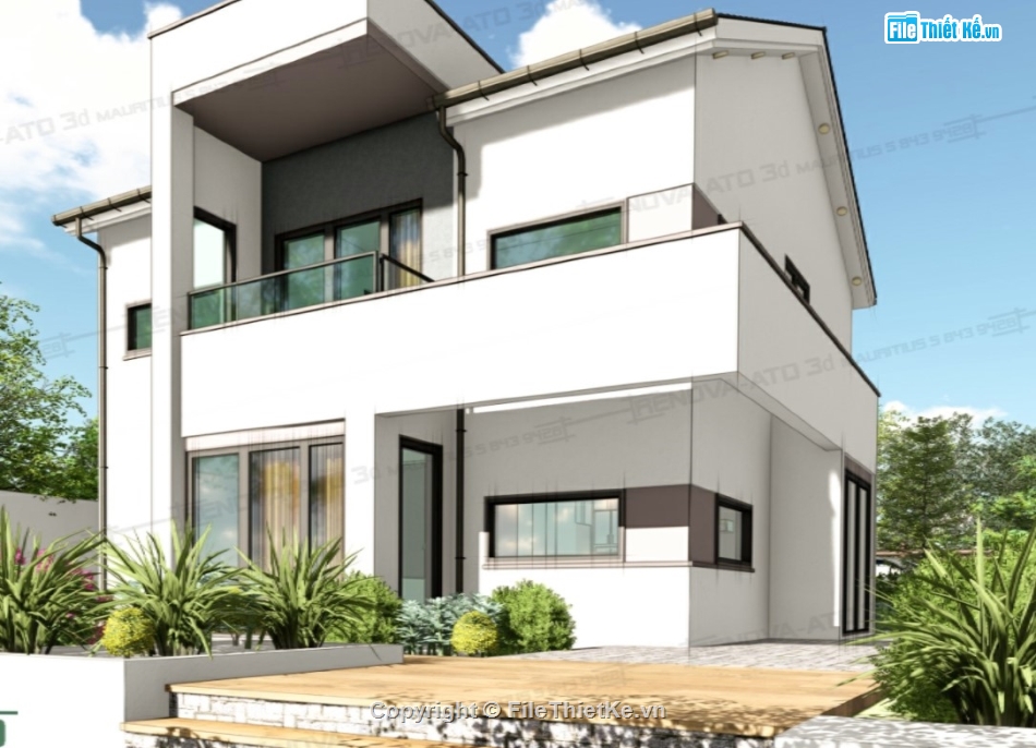 nhà hiện đại,nhà 2 tầng hiện đại,Model sketchup nhà hiện đại,Model sketchup nhà phố,sketchup nhà phố 2 tầng