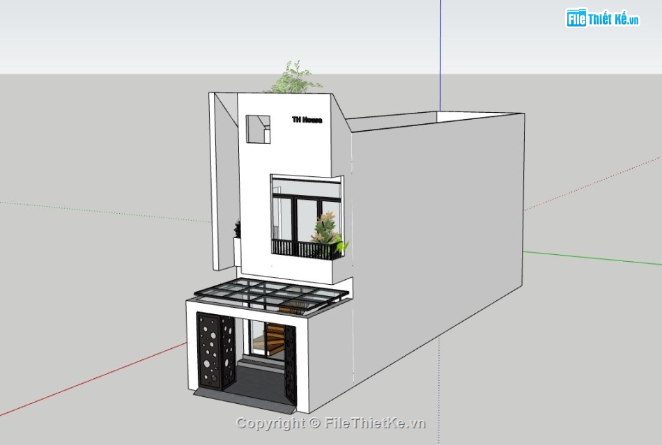 nhà phố 2 tầng,sketchup nhà phố 2 tầng,file su nhà phố 2 tầng,nhà phố 2 tầng hiện đại