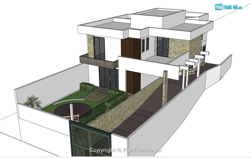 nhà phố 2 tầng,model su nhà phố 2 tầng,sketchup nhà phố 2 tầng