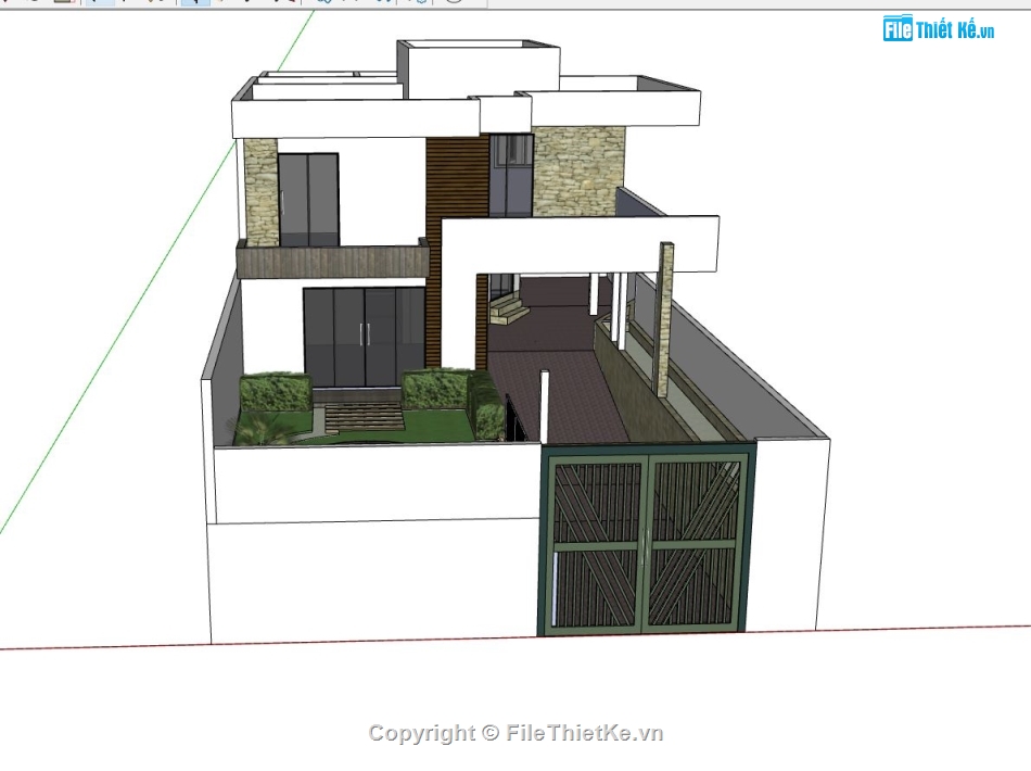 nhà phố 2 tầng,model su nhà phố 2 tầng,sketchup nhà phố 2 tầng