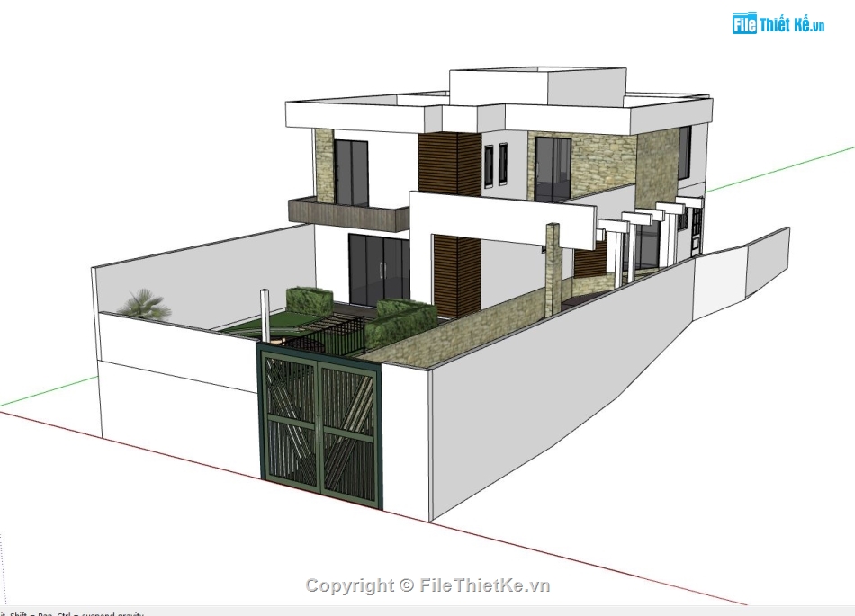 nhà phố 2 tầng,model su nhà phố 2 tầng,sketchup nhà phố 2 tầng