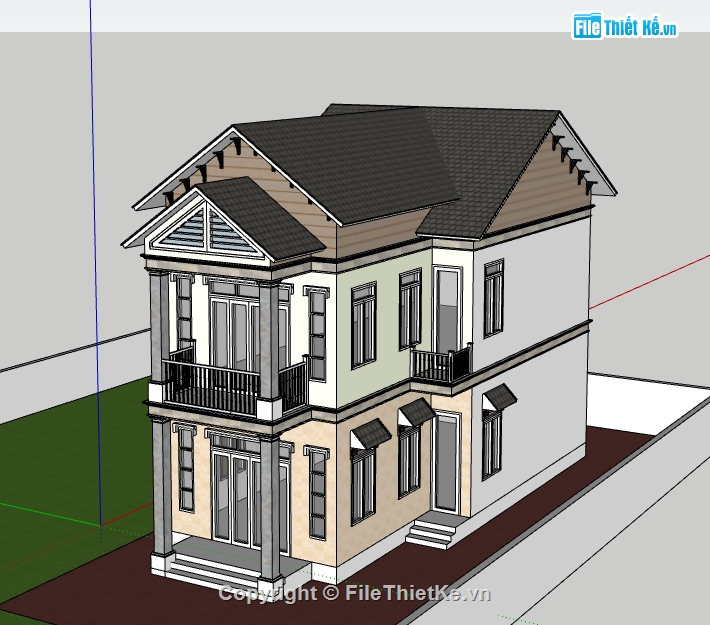 nhà phố 2 tầng,su nhà phố,sketchup nhà phố,su nhà phố 2 tầng