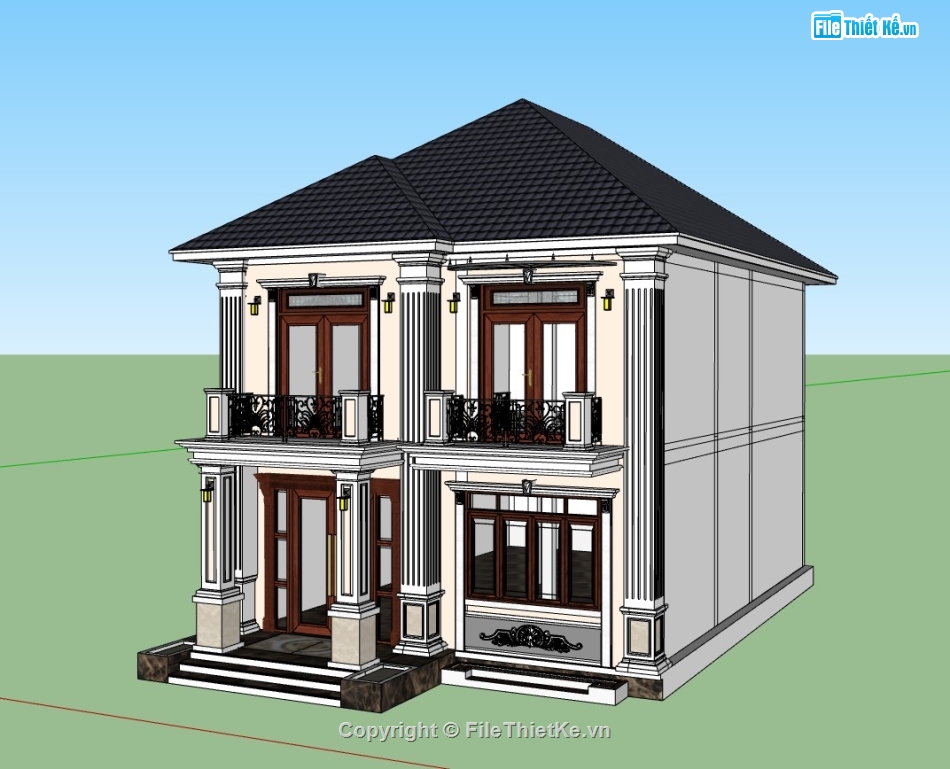 su nhà phố,sketchup nhà phố,sketchup nhà phố 2 tầng,su nhà phố 2 tầng,nhà phố 2 tầng