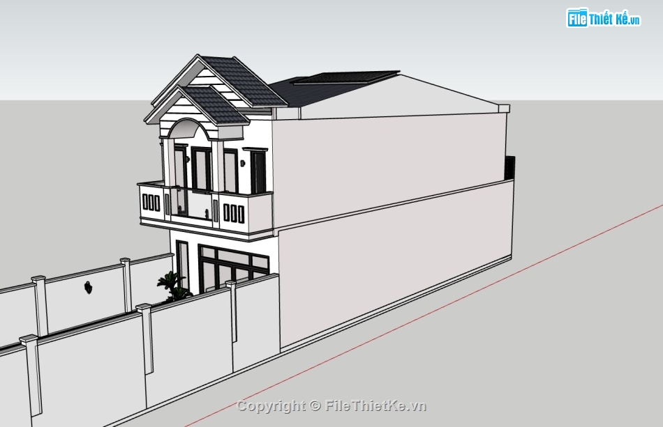 nhà phố 2 tầng,model sketchup nhà phố 2 tầng,phối cảnh nhà phố 2 tầng,thiết kế nhà phố 2 tầng