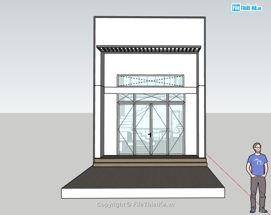 nhà phố 2 tầng,sketchup nhà phố 2 tầng,file 3dsu nhà phố 2 tầng,phối cảnh nhà phố 2 tầng