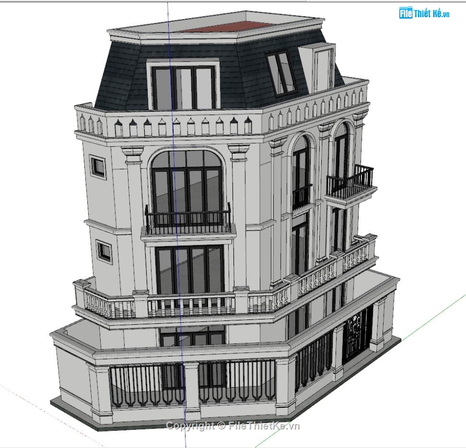 file sketchup nhà phố,su nhà phố 4 tầng,file su nhà phố 3 tầng 1 tum,su nhà phố 3 tầng 1 tum