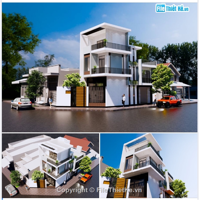 model su nhà phố 3 tầng,File Sketchup nhà phố 3 tầng,File Sketchup nhà phố,File su nhà phố 2 mặt tiền