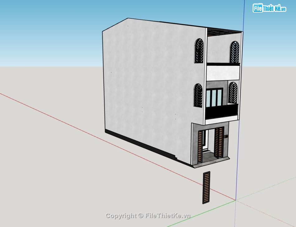 nhà phố 3 tầng,model su nhà phố 3 tầng,mẫu nhà phố 3 tầng sketchup