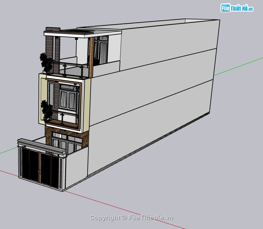 nhà phố 3 tầng,nhà 3 tầng,su nhà 3 tầng,sketchup nhà 3 tầng