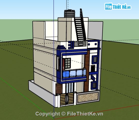 Nhà phố 3 tầng,model nhà phố 3 tầng,model sketchup nhà phố 3 tầng