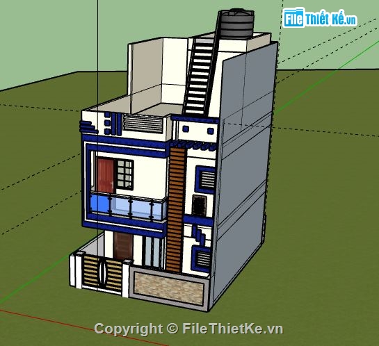 Nhà phố 3 tầng,model nhà phố 3 tầng,model sketchup nhà phố 3 tầng