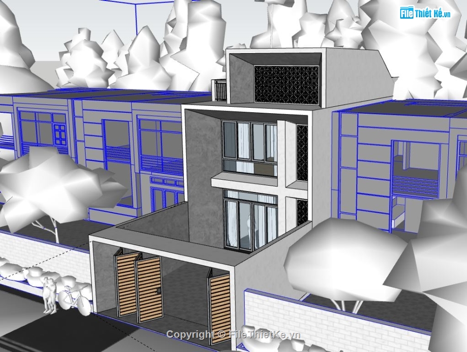 Nhà phố 3 tầng,model su nhà phố 3 tầng,nhà phố 3 tầng file sketchup,sketchup nhà phố 3 tầng,nhà phố 3 tầng file su