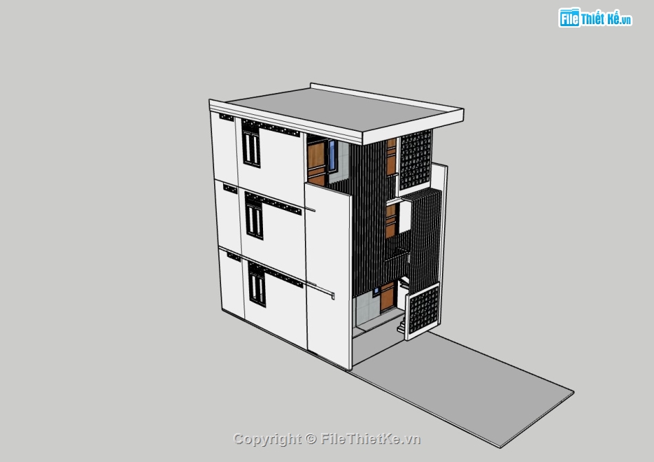 nhà phố 3 tầng,su nhà phố,sketchup nhà phố,su nhà phố 3 tầng