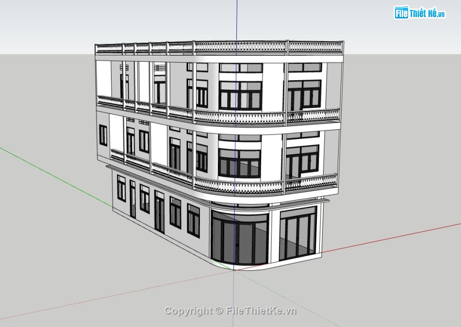 nhà phố 3 tầng,mẫu nhà phố hiện đại,file sketchup nhà phố 3 tầng