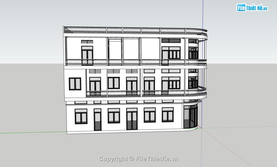 nhà phố 3 tầng,mẫu nhà phố hiện đại,file sketchup nhà phố 3 tầng