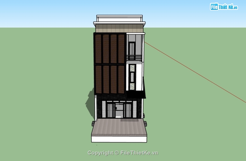 nhà phố 3 tầng,su nhà phố,sketchup nhà phố 3 tầng,su nhà phố 3 tầng