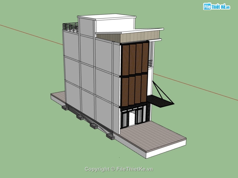 nhà phố 3 tầng,su nhà phố,sketchup nhà phố 3 tầng,su nhà phố 3 tầng