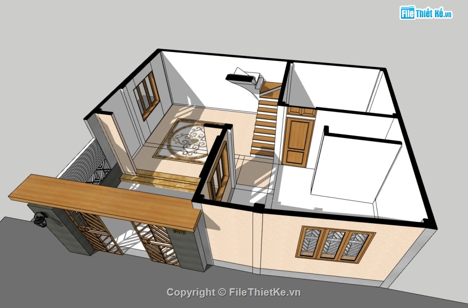 nhà phố 3 tầng,su nhà phố,sketchup nhà phố 3 tầng,su nhà phố 3 tầng