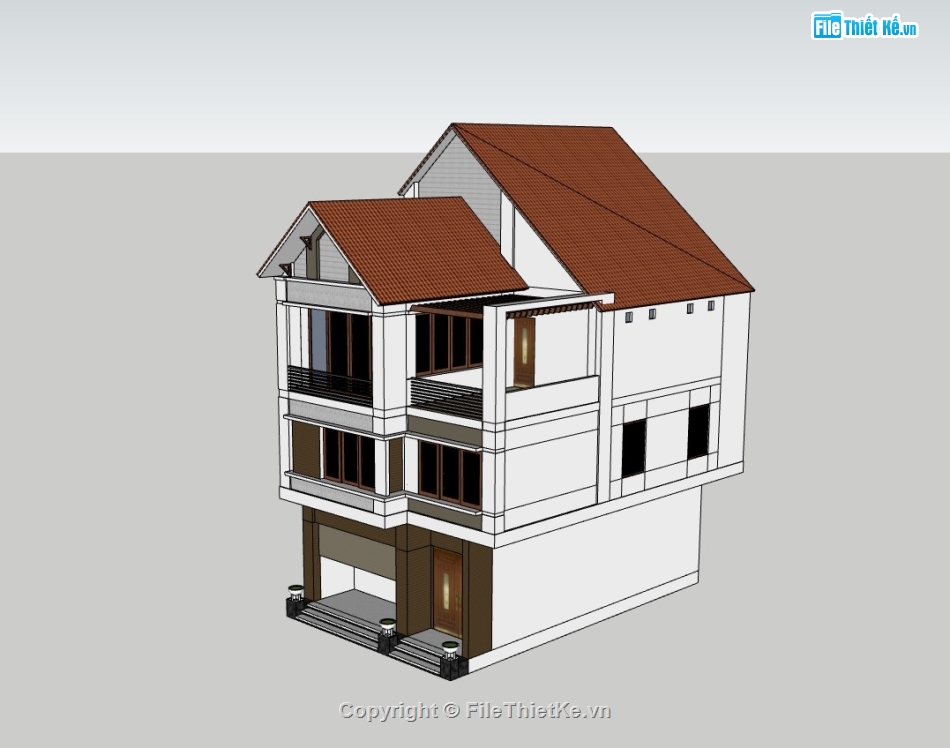 nhà phố 3 tầng,su nhà phố,sketchup nhà phố