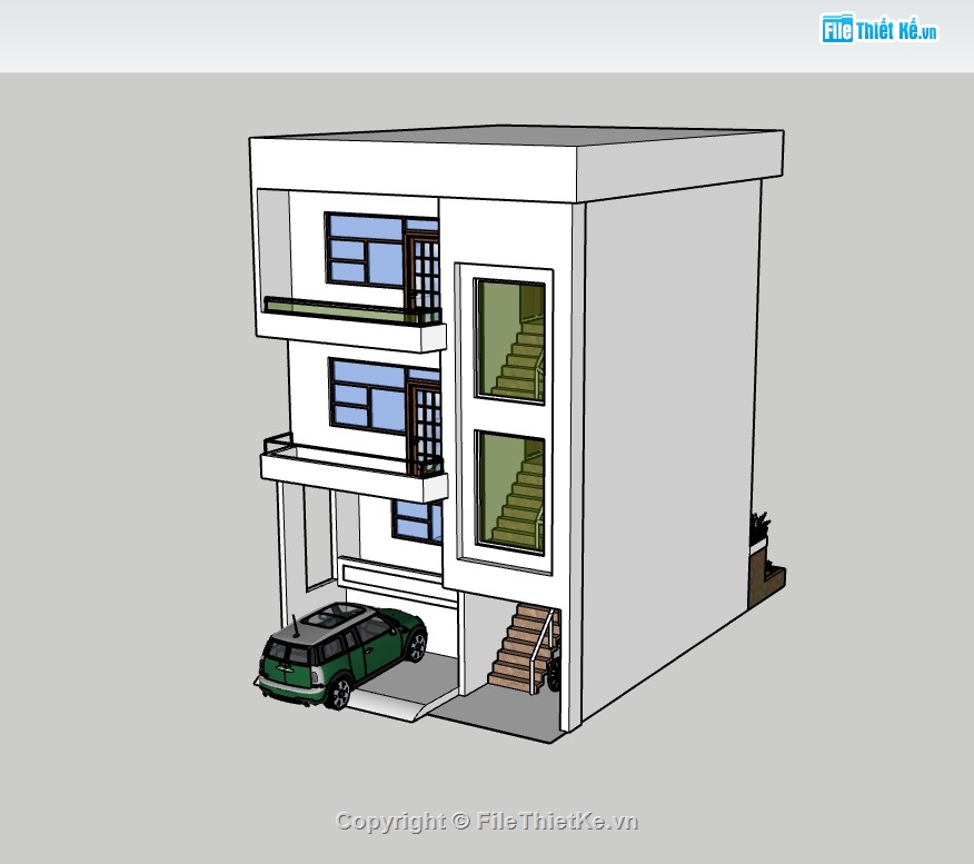 nhà 4 tầng,model su nhà phố 4 tầng,su nhà phố,sketchup nhà phố