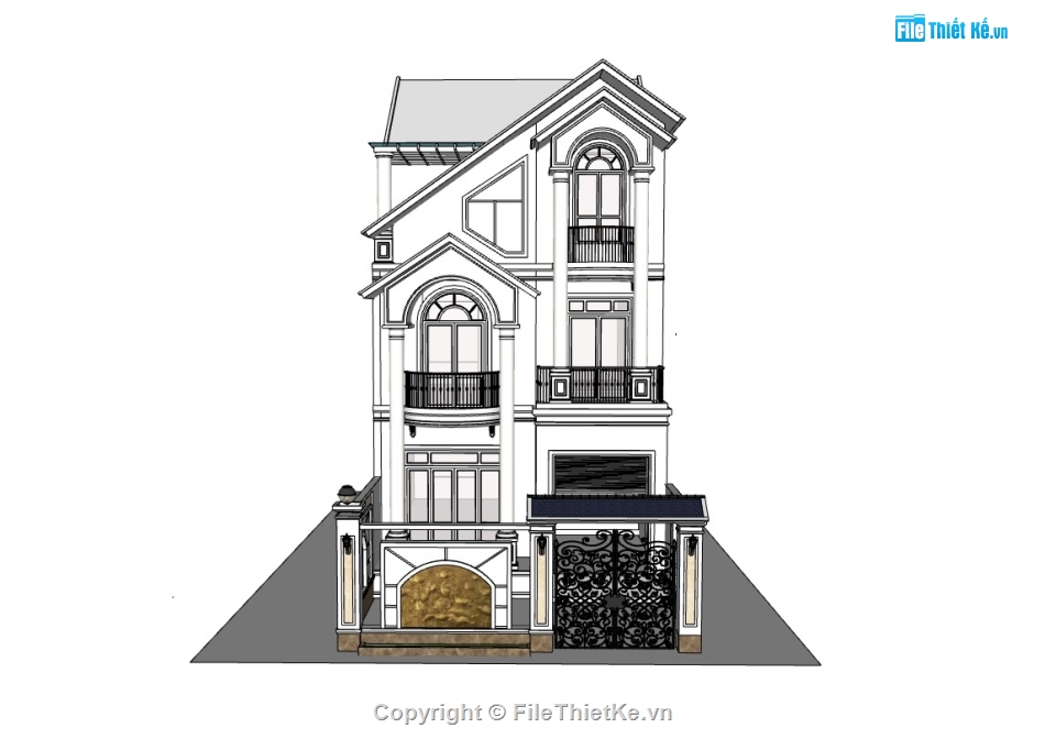 nhà phố 3 tầng,su nhà phố,sketchup nhà phố,su nhà phố 3 tầng