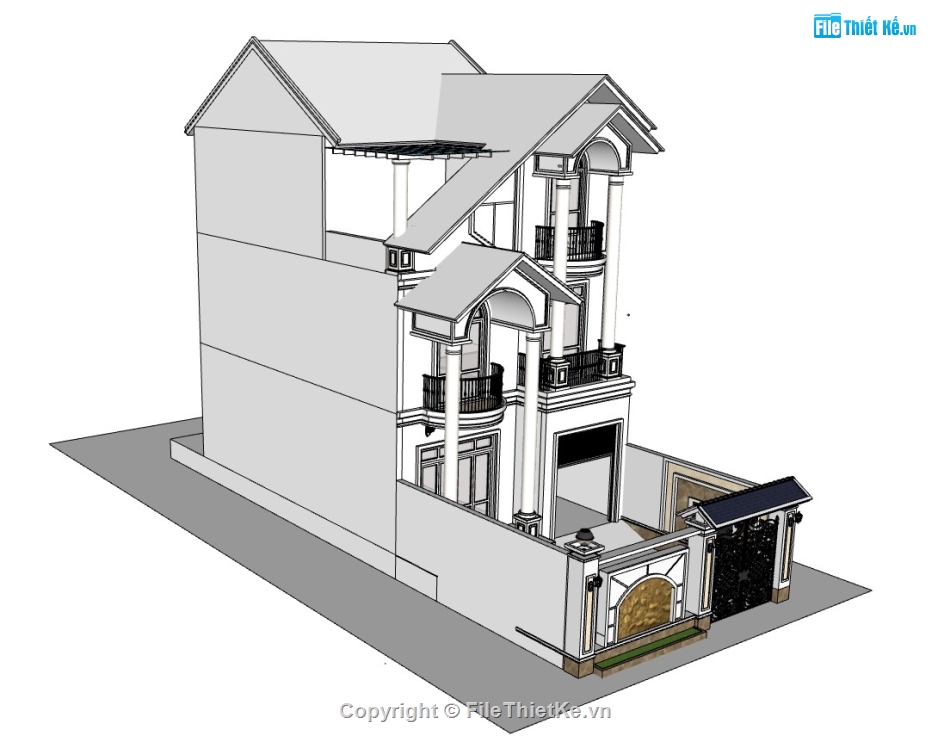 nhà phố 3 tầng,su nhà phố,sketchup nhà phố,su nhà phố 3 tầng