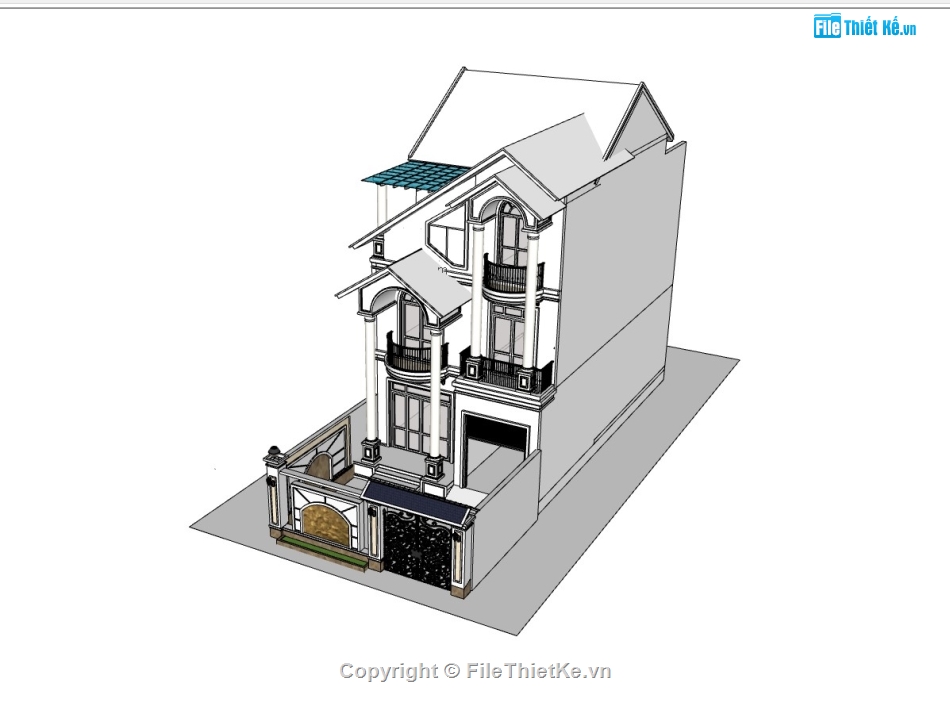 nhà phố 3 tầng,su nhà phố,sketchup nhà phố,su nhà phố 3 tầng