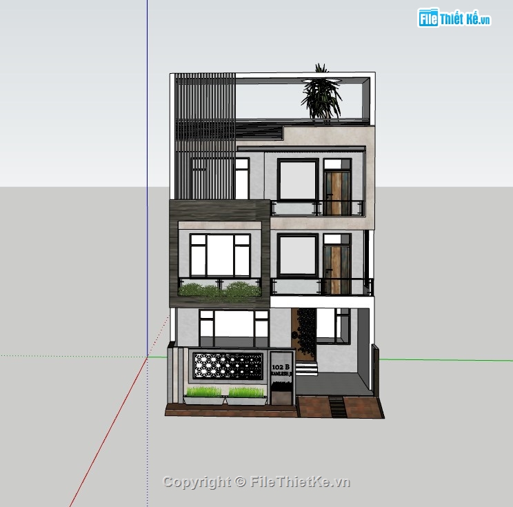 nhà phố 3 tầng,su nhà phố 3 tầng,sketchup nhà phố 3 tầng,su nhà phố,sketchup nhà phố