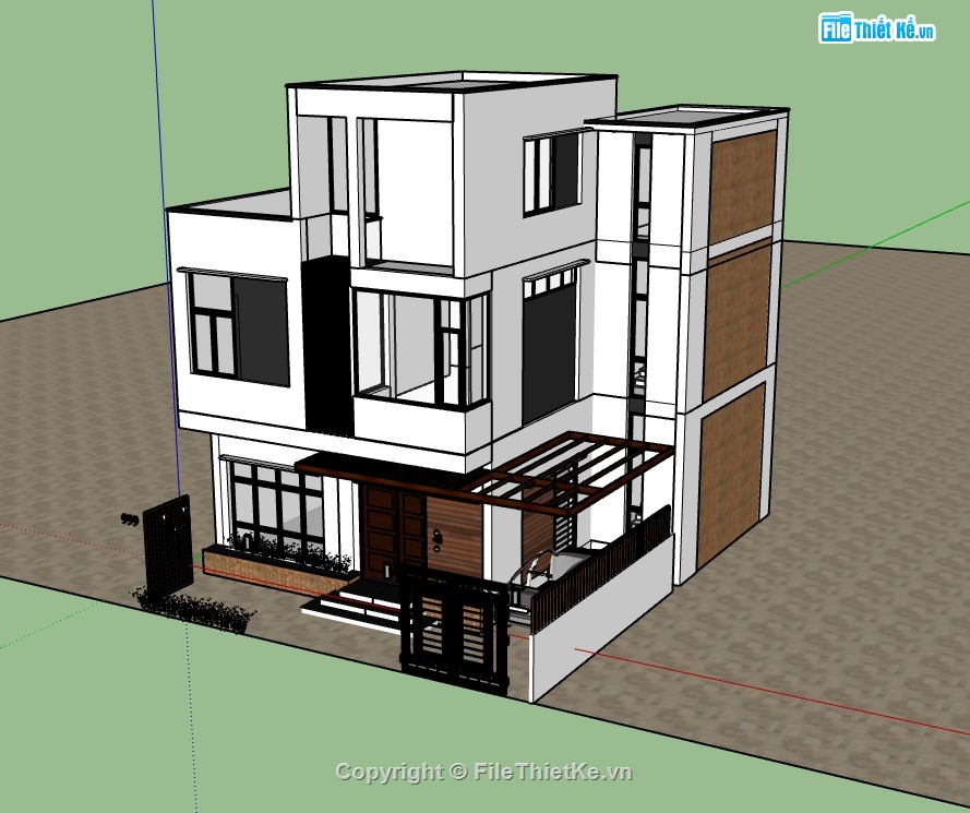 nhà phố 3 tầng,su nhà phố,sketchup nhà phố,sketchup nhà phố 3 tầng