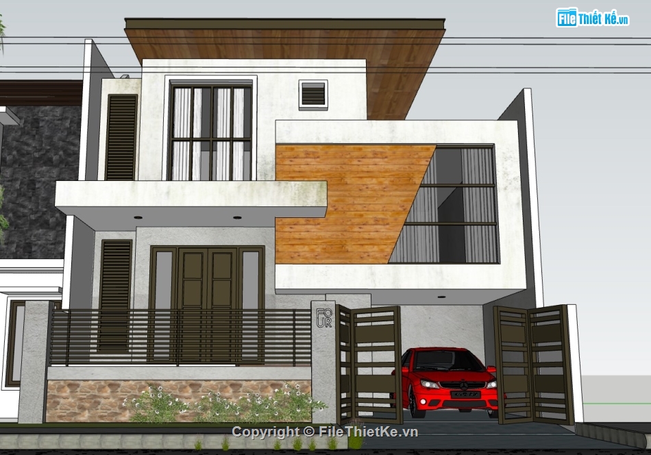 nhà phố 3 tầng,su nhà phố,sketchup nhà phố 3 tầng,su nhà phố 3 tầng