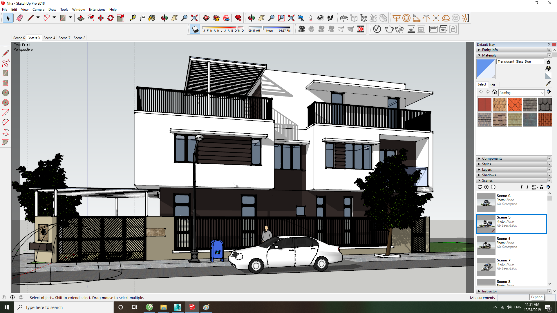 nhà phố 2 mặt tiền,nhà phố 3 tầng 4.75x15m,file sketchup,mẫu nhà phố 3 tầng,thiết kế nhà phố 3 tầng