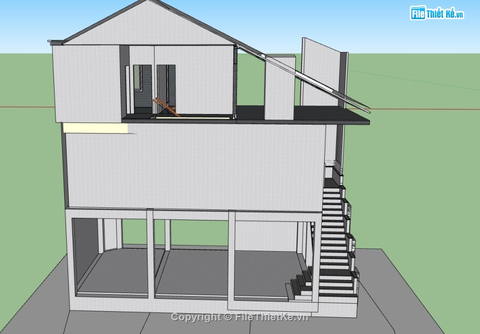 nhà 3 tầng hiện đại,Model sketchup nhà hiện đại,sketchup nhà phố 3 tầng,model su nhà phố 3 tầng