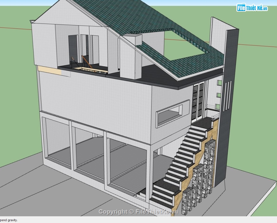 nhà 3 tầng hiện đại,Model sketchup nhà hiện đại,sketchup nhà phố 3 tầng,model su nhà phố 3 tầng